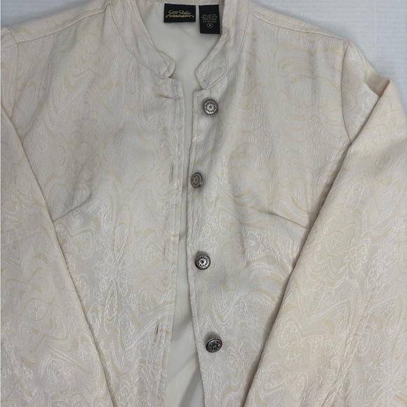 Sara Studio Jacquard Jacket Women’s Medium Cream Ivory Boho - Picture 4 of 7